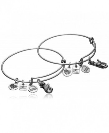 Alex and Ani Womens Charity by Design Side by Side Set of 2 Expandable Wire Bangles - Rafaelian Silver Finish - CD1252CWL0T