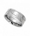 8mm Surgical Stainless Steel Christian Fish Wedding Band Ichthys Ring Comfort-Fit- sizes 6 - 14 - CM1129WCIIB