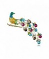 Alilang Soft Golden Tone Multicolored Colorful Peacock Bird Feather Brooch Pin - CP117LOW2AF