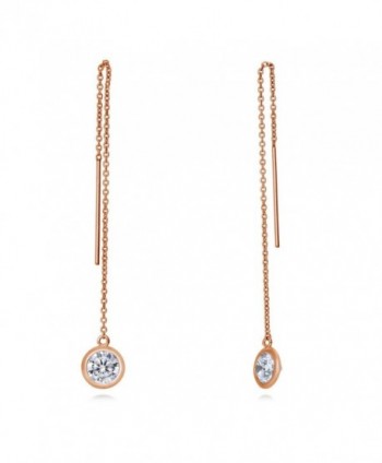BERRICLE Rose Gold Flashed Sterling Silver Cubic Zirconia CZ Fashion Threader Earrings - CO182YZX070