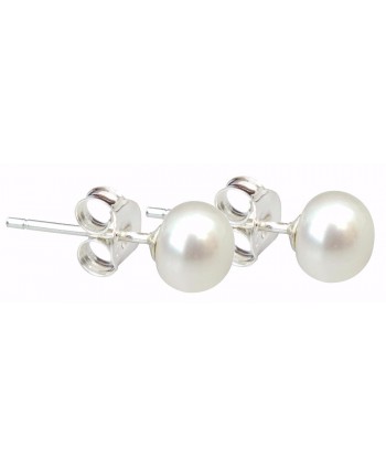 White Cultured Pearl Silver (925) Stud Earrings - CQ128XPA6AR
