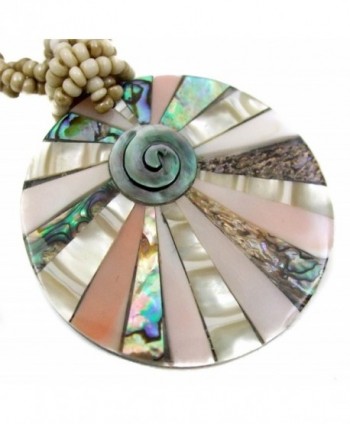 2" Paua Abalone Mother of Pearl Shell Beads Necklace 18.5" long CA310 - C6185DHYWZX