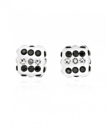 Sparkling 3D Cubic Zirconia Dice .925 Sterling Silver Stud Earrings - CE11HNRCWKB