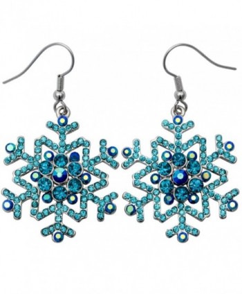 Stephenie Jewelry Women's Crystal Snowflake Dangle Earrings Holiday Christmas Gifts - blue - C3188NQTN6A