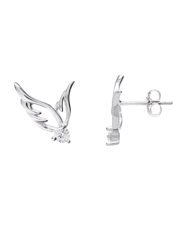 Sterling Silver CZ Wing Stud Earrings - CP12D61OHZF