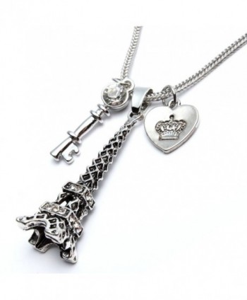 Pairs Eiffel Tower Necklace for Women Girl Heart Key Shaped Pendant Jewelry Long Chain with Gift Box - CZ1889NW5EU