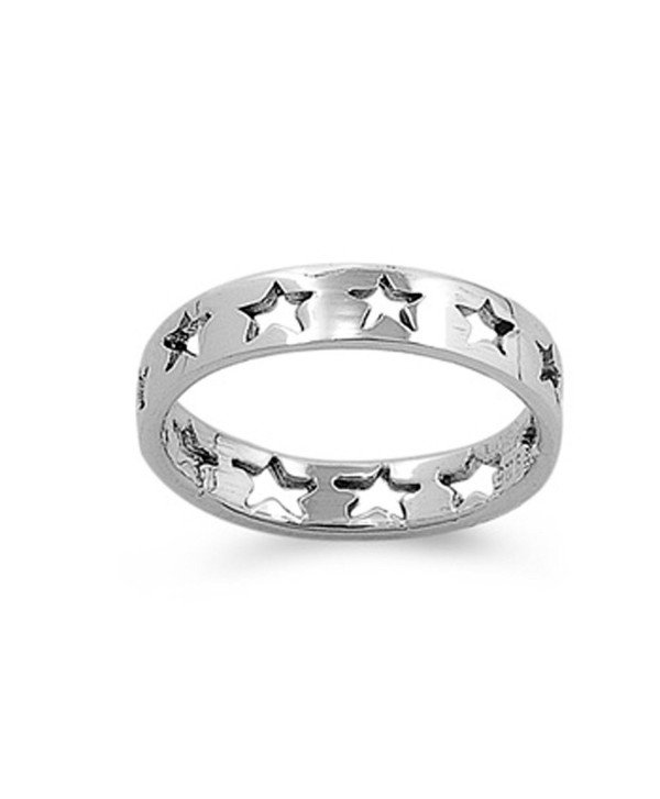 Sterling Silver Baby Star Eternity 4mm Band Beautiful Solid 925 Ring Sizes 2-10 - CD12MAQ9LUA