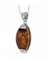 Baltic Amber Gallery Pendant Necklace Sterling Silver Cognac Color - CH11Y5N3I27