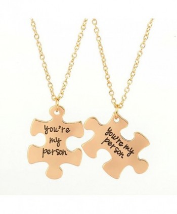 2Pcs Handstamped Jewelry Pendant Puzzle Necklaces Pinky Promise Charm Necklace - C512HR45A75
