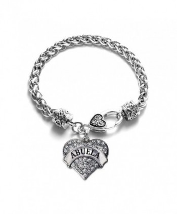 Abuela 1 Carat Classic Silver Plated Heart Clear Crystal Charm Bracelet Jewelry - CO11VDKY8AP