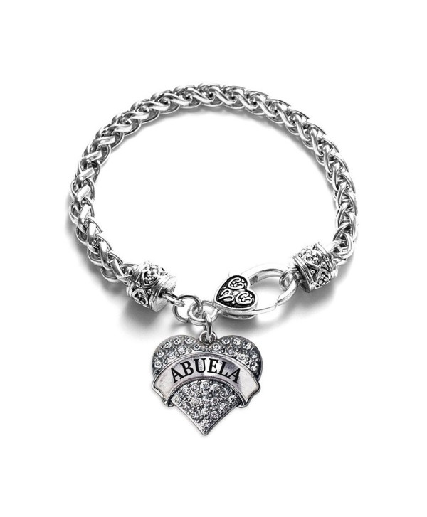 Abuela 1 Carat Classic Silver Plated Heart Clear Crystal Charm Bracelet Jewelry - CO11VDKY8AP