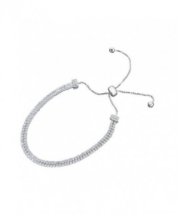 Women 5mm Two Row Sliding Tennis Bracelet- 7.5 inch Can Extend To 10 Inches Long - CL12I55NICF