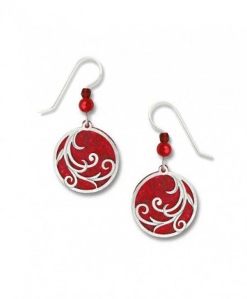 Adajio by Sienna Sky Bright Red Disc Polished Overlay Sterling Silver Earrings 7458 - C0110FHM9VD