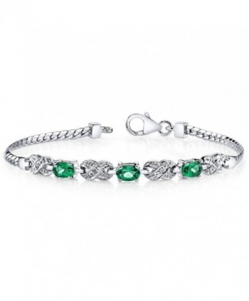Simulated Emerald Bracelet Sterling Silver CZ Accent - CR11FETKH8T