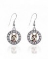 Siberian Husky Circle Charm Earrings French Hook Clear Crystal Rhinestones - C0124BUJKH5
