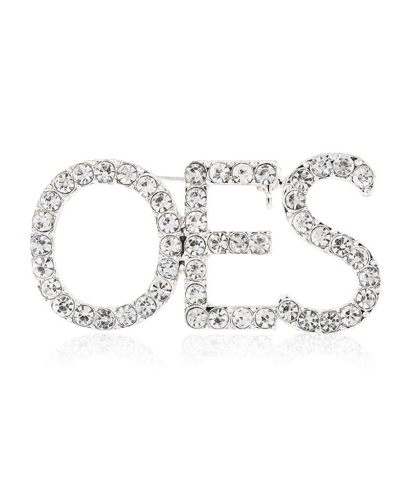 Order of the Eastern Star "OES" Sparkling Crystal Brooch - Silver Tone - CK187I92A6R
