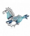 Alilang Womens Silver Tone Blue Rhinestones Horse Stallion Brooch Pin - CL113T29E3R