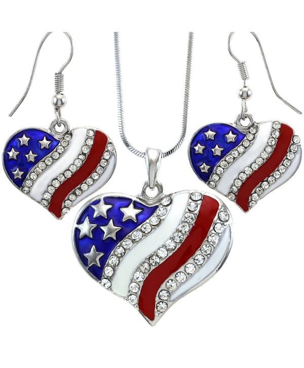 American Patriotic Independence Necklace Earrings - Dangle - Slvr - C411CAGCLPP