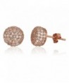 Sterling Silver White- Yellow- Rose Pave Ball Stud Earrings - Rose - C411GMAK8WN