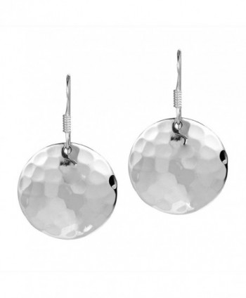 Nice Round Hammer Texture .925 Sterling Silver Dangle Earrings - CS11ISIWMPJ