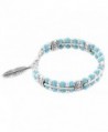 Joy of Giving Turquoise Bead & Silver-Tone Feather Bangle Bracelet - CH17YI3XS08
