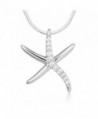 925 Sterling Silver Cubic Zirconia CZ Starfish Pendant Necklace- 18 inches - Nickel Free - CA126H3F5MD