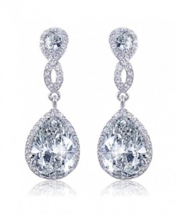 EVER FAITH Zircon Austrian Crystal Wedding 8-Shape Dangle Earrings Clear Silver-Tone - CF11KNB0BRF