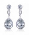 EVER FAITH Zircon Austrian Crystal Wedding 8-Shape Dangle Earrings Clear Silver-Tone - CF11KNB0BRF