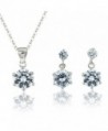 Solitaire CZ Stone Necklace and Drop Earrings for Women CZ Stones Jewelry Set - C112GHYVZKN