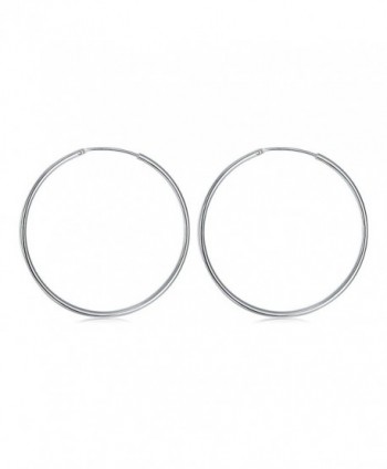 Large Hoop Earrings for Women Stainless Steel Earrings 1.96 inch Silver Plated Earrings Small Endless Earrings - C612L7KPU8Z