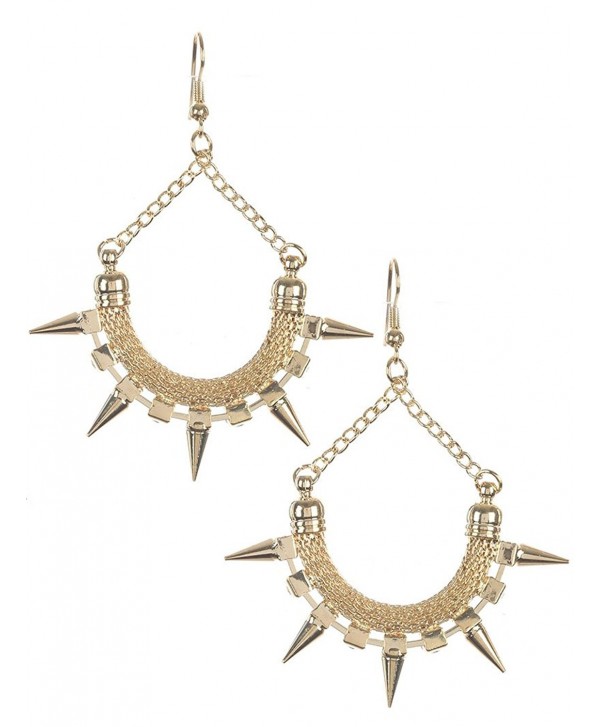 Stylish Glam Gold Silver Mesh Spike Dangle Earrings - Gold - CF186X5ODTM