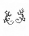 Petite Gecko Lizard .925 Sterling Silver Stud Earrings - CQ11U8MB687