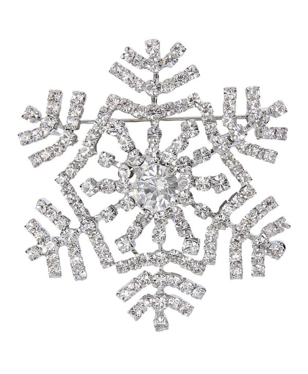 EVER FAITH Women's Austrian Crystal Elegant Winter Snowflake Flower Brooch Pin Clear - Silver-Tone - CQ128HNAUMP