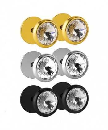 Charisma Stainless Crystal Earrings Dumbbell - 03) Clear White x 3 Pairs - CA12C27L2H5