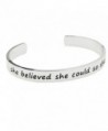 Engraved Bangle "She believed she could so she did"Cuff Bangle Bracelet - Silver - CS185RRRZZE