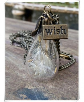 sea-maidenReal dried dandelion seeds in a glass jar Necklace good luck charm necklace - CV12JTLNAZX