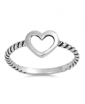 Oxidized Twist Heart Purity Promise Ring New 925 Sterling Silver Band Sizes 3-12 - CV187YZHSW5