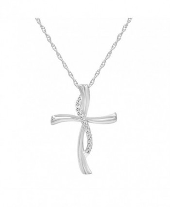 Sterling Silver 1/10ct TW Diamond Cross Pendant-Necklace - CS182II057X
