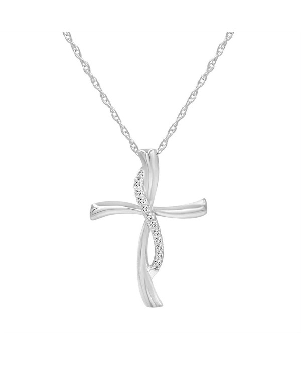 Sterling Silver 1/10ct TW Diamond Cross Pendant-Necklace - CS182II057X