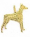 14K Yellow Gold Doberman Pinscher Charm Dog Jewelry - C9111Q1O0KP