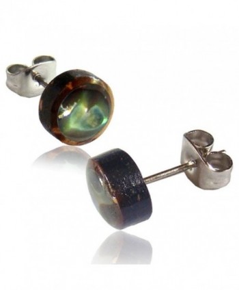 Earth Accessories Stainless Steel Organic Shell Stud Earrings - Abelone - CA12O76TJ3U