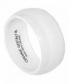 White Ceramic Ring by CERAMIC GESTALT - 10mm Width. Domed & Polished Design (Avail. Sizes 5 to 14). - CS119SH1SV3