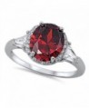 CHOOSE YOUR COLOR Sterling Silver Large Halo Ring - Simulated Garnet - CF187YUL2H7