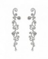 EVER FAITH Bridal Flower Wave Austrian Crystal Dangle Earrings - Clear Silver-Tone - C411IL6WT5V
