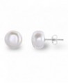 White Button Freshwater Cultured Pearl Stud Earrings with Sterling Silver -AAA Quality - CE123WZX7KL