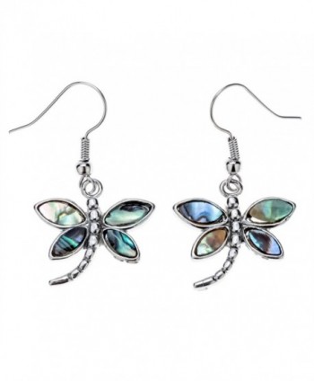 Szxc Jewelry Women's Lovely Dragonfly Abalone Shell Dangle Earrings - CA184YKCA8Q