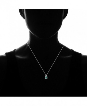 Jewelili Sterling Octagon Sapphire Necklace in Women's Pendants