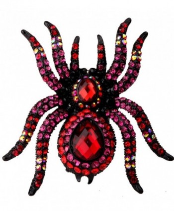 YACQ Jewelry Women's Crystal Spider Pin Brooch Pendant Halloween Party Gifts for Women Teen Girls - Dark Red - CE12MAVWLHG
