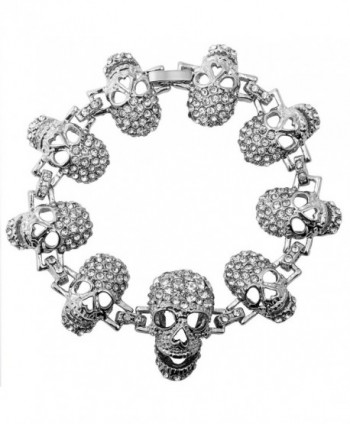 YACQ Jewelry Women's Skull Necklace Bracelet Earrings Set - silver - C51827U5CQZ