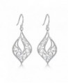 Sterling Silver Filigree Dangle Drop Leaf Earrings By Renaisssance Jewelry - CI17Y05UXT6